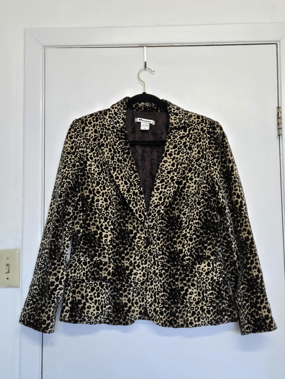 NY Collection Leopard Print Blazer Jacket - Brown and Black